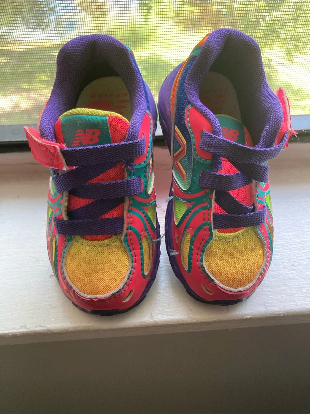 New Balance Kids Pink, Purple & Yellow Athletic Sneakers